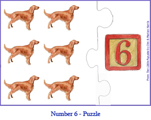 Easy (Two Piece) Number Puzzle Six – 6 Irish Setter Dogs
